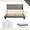 Nestl Bed Frame with Green Tea Graphite Memory Foam Mattress and Headboard Wingback